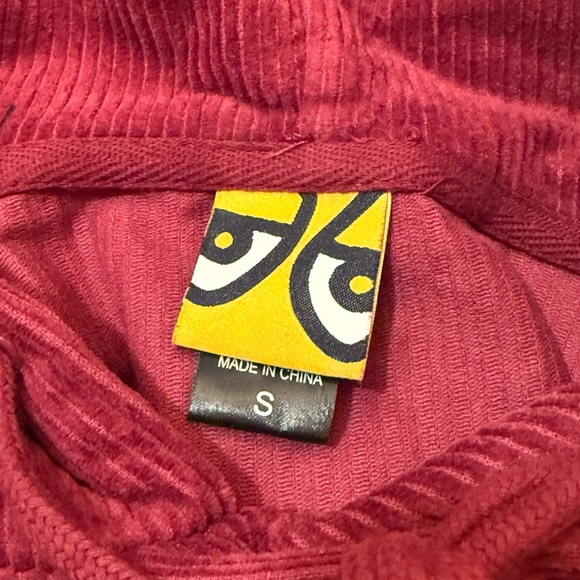 NWOT Krooked Eyes Burgundy Corduroy Hoodie - Picture 4 of 6